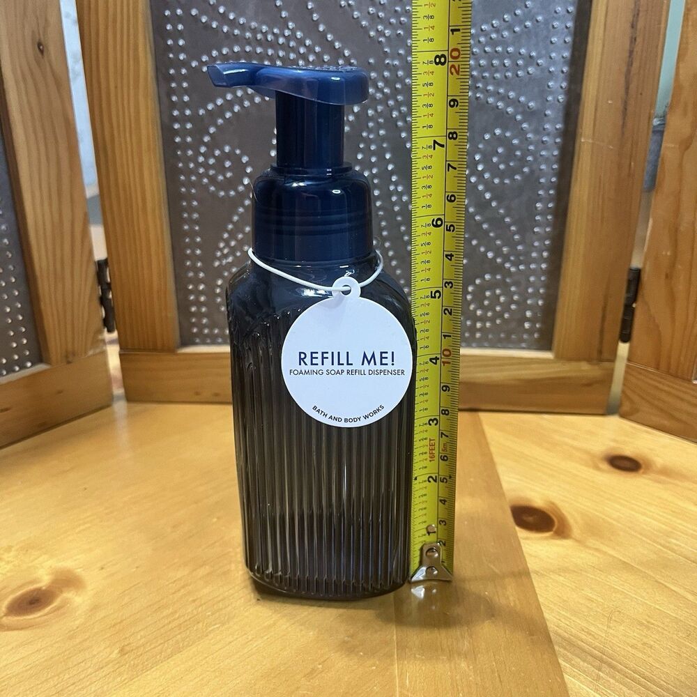 Bath & Body Works Glass Foaming Soap Holder Dispenser Pump Blue Bathroom Decor - Picture 6 of 7